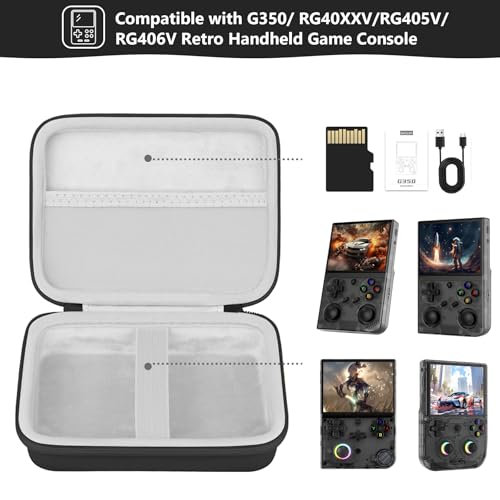 Supmay Hard Carrying Case for G350/RG35XX Pro/RG40XXV/RG405V/RG406V Retro Handheld Game Console, Retro Game Travel Storage Holder with Mesh Bag for SD Card, USB Charging Cable, User Manual, Black - color: Black