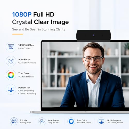 1080P USB HD Webcam with Microphone， Web Camera for PC，with Auto White Balance for Video Calls, Live Streaming Gaming & Online Meetings ，USB Streaming Camera - color: Black