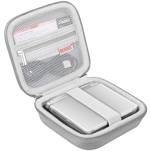 BOVKE Carrying Case Compatible with Anbernic RG35XXSP / RG34XX SP Handheld Game Console, Clamshell Retro Games Consoles Flip Hand-held System Holder with Mesh Pocket for Cables and Accessories, Silver - style: Silver Case