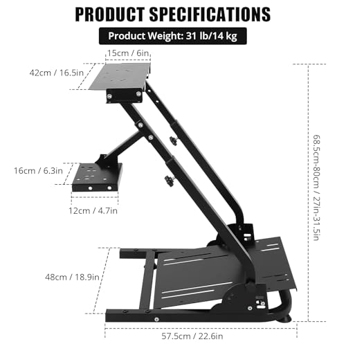 GarveeTech G920 Racing Steering Wheel Stand Shifter Mount fit, Wheel Stand, Height Adjustable & Foldable Steering Wheal Stand Compatible with G25, G27, G29, G920 Gaming NOT Included Racing Wheel | Height Adjustable & Foldable Steering Wheal Stand Compatib