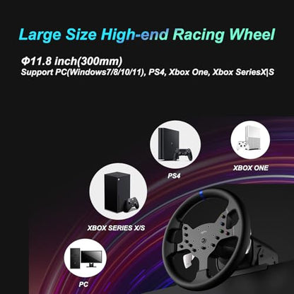 PXN Force Feedback PC Racing Wheel, Detachable 270/900 Degree V99 Driving Gaming Race Sim Steering Wheel Simulator with Pedals and Shifter for Windows PC, PS4, Xbox One, Xbox Series X/S