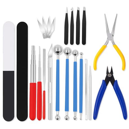 Mandala Crafts 23 PCS 3D Metal Model Tool Sets with Pliers, Knife, Bending and Twisting Tools, Winding Rod - Professional Model Building Set for Assembling Miniatures Mecha Cars - style: 3D Metal Model Tool 25 PCs
