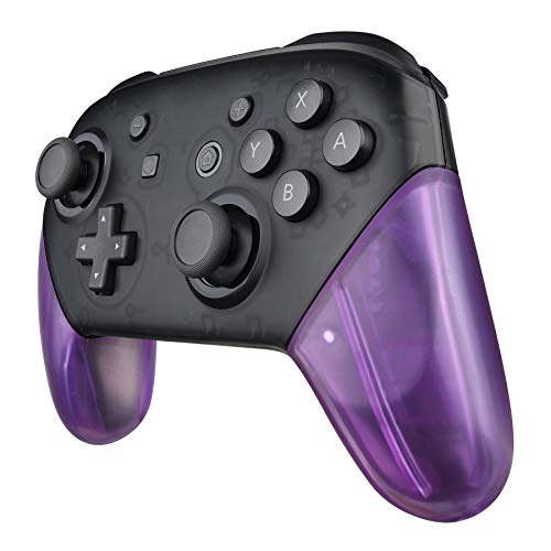 eXtremeRate Clear Atomic Purple Replacement Handle Grips for Nintendo Switch Pro Controller, DIY Hand Grip Shell for Nintendo Switch Pro - Controller NOT Included - color: Clear Atomic Purple