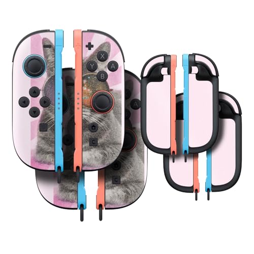 Glossy Glitter Gaming Skin Compatible with Nintendo Switch 2 Joy-Con Controller 2 Pack - Galaxy Cat - Premium 3M Vinyl Protective Wrap Decal Cover - Easy to Apply | Crafted in The USA by MightySkins - color: Galaxy Cat, size: 2 Pack of Joy-Con Skins, styl
