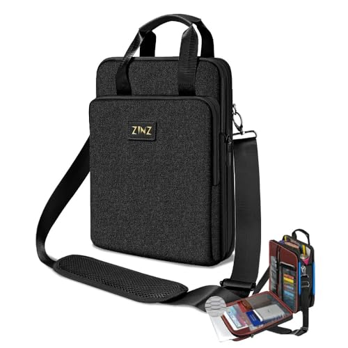ZINZ Laptop Shoulder Bag 12.3-13 inch Case Sleeve, Expandable Handbag with Valuables Compartment Compatible with MacBook Air/Pro/Neo 13", iPad 12.9"/13"/11", Shockproof,Black - color: Black
