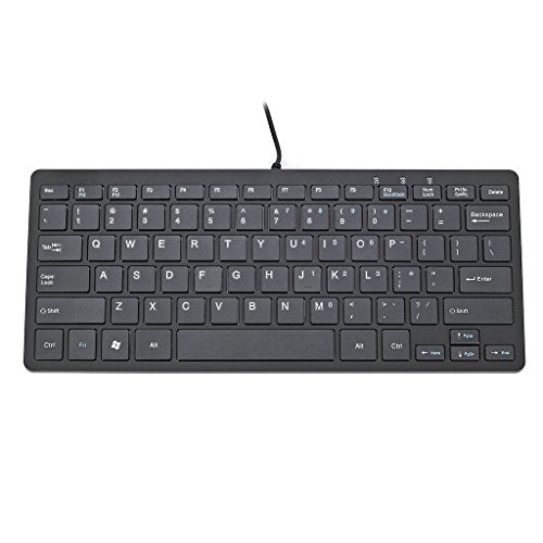 iKKEGOL USB Mini Slim Wired 78 Key Small Super Thin Compact Keyboard for Desktop Laptop PC Win 7 Mac (Black) - color: Black