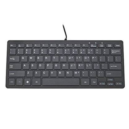iKKEGOL USB Mini Slim Wired 78 Key Small Super Thin Compact Keyboard for Desktop Laptop PC Win 7 Mac (Black) - color: Black