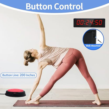 Large Stopwatch with Start/Stop Button, LED Digital Timer with Remote, Countdown Clock with Buzzer, Gym Clock for Home Gym, Interval Timer for Workout, Rechargeable (with Stand) - style: Rechargeable(with stand)