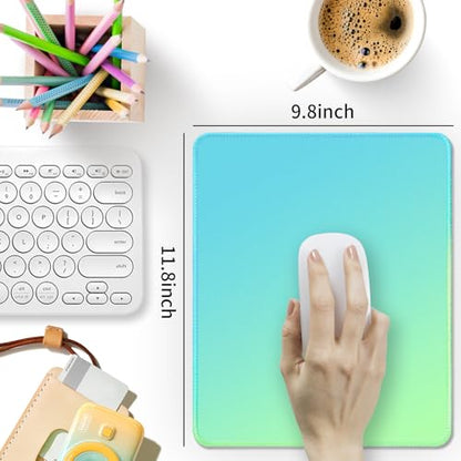 Bloss Small Mouse Pad, Non-Slip Desk Pad Mat, Mat for Keyboard and Mouse, Mint Green to Blue Desk Mousepad with Stitched Edges, Gaming Mouse Pad(11.8 x 9.8 Inches / 3mm) - color: Mint Green, size: 11.8L x 9.8W inches