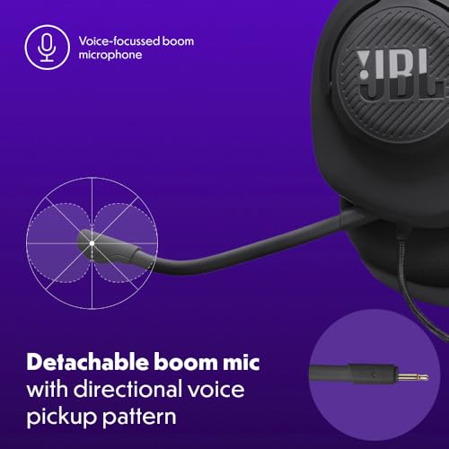 JBL Quantum 100M2 Wired Gaming Headset, Detachable Mic - Black | Memory Foam Ear Cushions And 3.5 Mm Jack Work With PC, PlayStation, Xbox, Nintendo Switch For Immersive PC Gaming Sessions - color: Black