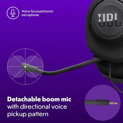 JBL Quantum 100M2 Wired Gaming Headset, Detachable Mic - Black | Memory Foam Ear Cushions And 3.5 Mm Jack Work With PC, PlayStation, Xbox, Nintendo Switch For Immersive PC Gaming Sessions - color: Black