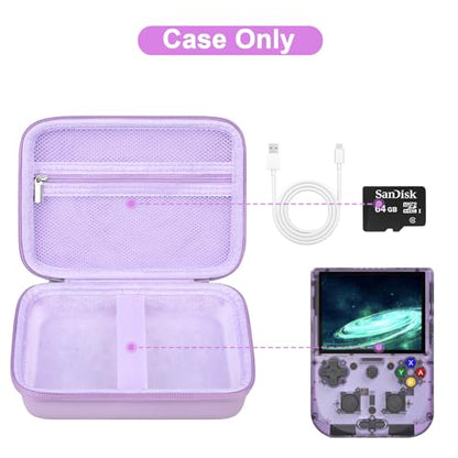 Canboc Carrying Case for G350/ RG40XXV/ RG406V/ RG405V Retro Handheld Game Console, RG40XXV Video Gaming Console Storage Box, Mesh Pocket fits Cable, SD Card, Purple (Case Only) - color: Purple