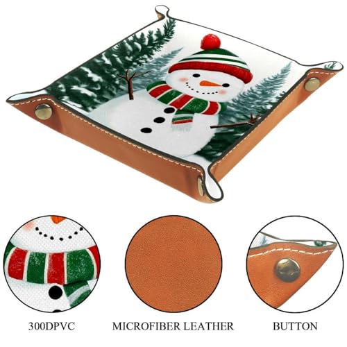 Dice Trays Snowman Holder Storage Box for Dice Games Like RPG DND, Leather Dice Holder Portable Folding Rolling Dice Tray, 16x16cm - color: Multi 5
