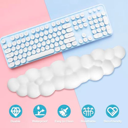 Cloud Wrist Rest Keyboard | Memory Foam, PU Leather, Ergonomically Designed, Typing Comfort and Pain Relief