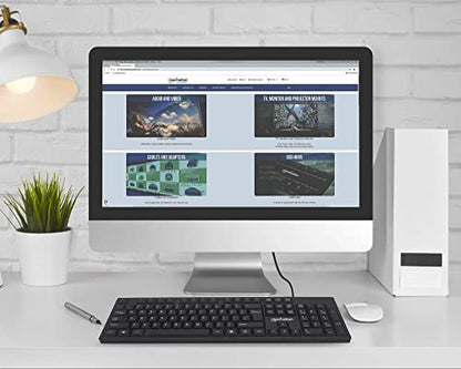 Manhattan Wired Computer Keyboard – Basic Black Keyboard - with 4.5ft USB-A Cable, 104-keys, Foldable Stands - Compatible for Windows, PC, Laptop - 3 Yr Mfg Warranty – 179324 - color: Black