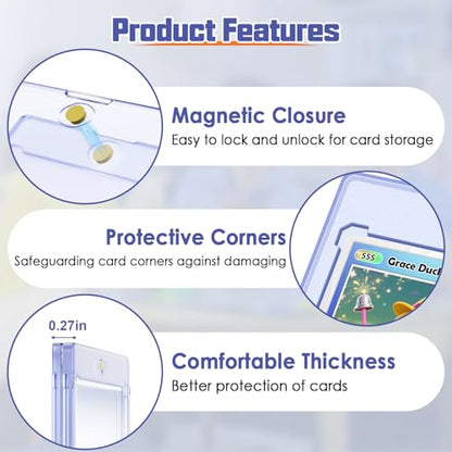 Kitoyz 24 ct Magnetic Card Holder for Trading Cards, 35PT Baseball Card Case Magnet Toploaders Sports Card Protectors with UV Protection Fit for TCG, Game Cards, Football Cards - size: 24P