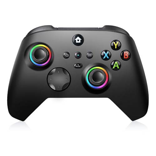 vaomon Wireless Controller Compatible With Xbox One, Xbox Series X/S, Xbox One X/S, PC, With RGB LED Light, Mappable Buttons, 3.5mm Headphone Jack, With 2.4GHZ Wireless Adapter Gamepad Dark Black