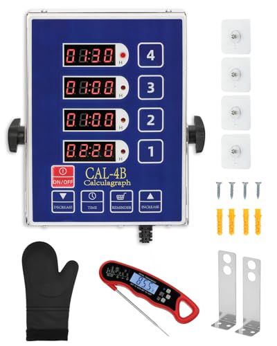 Commercial Kitchen Timer for Cooking, 4 Channel Timer Restaurant Kitchen Supplies, Heavy-Duty Timer - Stainless Steel | Digital LED Technology | Reminder Function | Loud Alarm - size: 4 channel