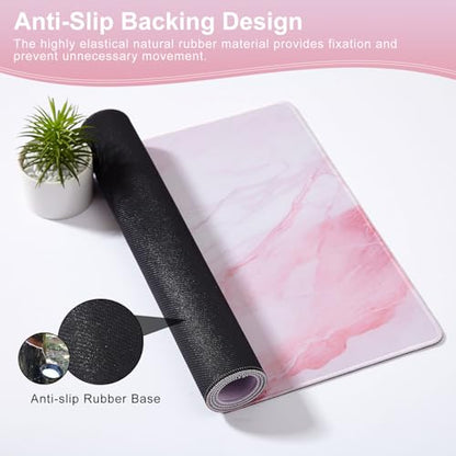 Pink Marble Mouse Pad, DOBAOJIA Cloth Mouse Pad, Large Desk Mat for Keyboard and Mouse, Gaming Mouse Mat, Spill-Proof Surface and Anti-Skid Base, XXL 31.5” x 15.8” 80 x 40cm | DOBAOJIA XXL Gaming Mouse Mat,Desk Mat,PC Mat,Spill Proof Surface and Non-Slip