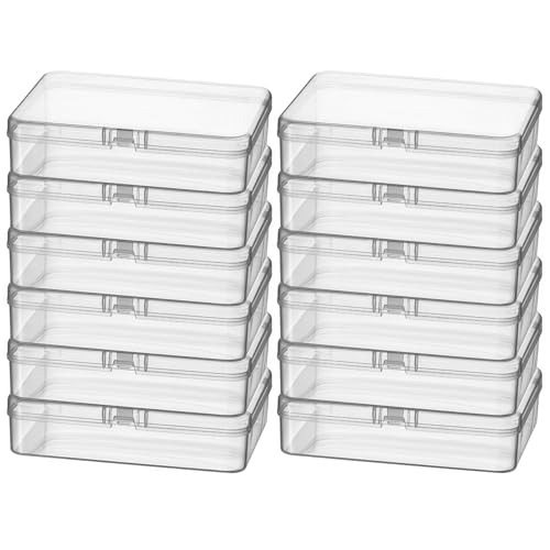Rectangular Clear Plastic Storage Containers, 12 Pack | 4.5 x 3.3 x 1.1 inch, Hinged Lid, For Beads and Small Craft Items - size: 4.5 x 3.3 x 1.1 inch