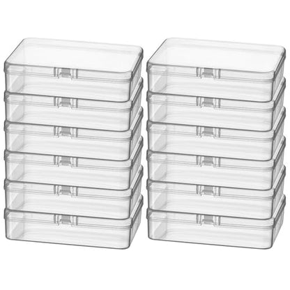 Rectangular Clear Plastic Storage Containers, 12 Pack | 4.5 x 3.3 x 1.1 inch, Hinged Lid, For Beads and Small Craft Items - size: 4.5 x 3.3 x 1.1 inch