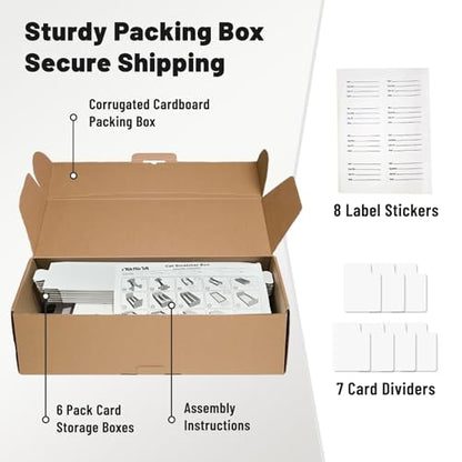 NUMINA 6 Pack 2-Row Card Storage Boxes (Holds Up to 1600 Cards per Box), Easy Access Trading Card Organizer for MTG & Sports Cards, Fits Sleeved & Toploader Cards - size: 6 Pack