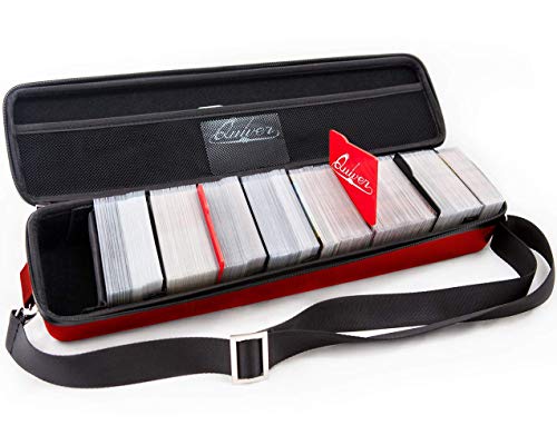 Quiver Time Red Quiver Card Carrying Case - TCG Cards Deck Box Holder for Trading Cards, MTG Bag Playing Card Case (+Wrist & Shoulder Strap, Dividers, Separators, Corner Pads + 100 Apollo Sleeves) - color: Red, size: Quiver Card Carrying Case