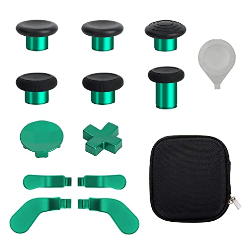 13 in 1 Metal Thumbsticks for Xbox One Elite Series 2 Controller, Elite Series 2 Core Controller Accessories Replacement Parts, Metal Mod 6 Swap Joysticks, 4 Paddles, 2 D-Pads, 1 Tool(Green) - color: Green