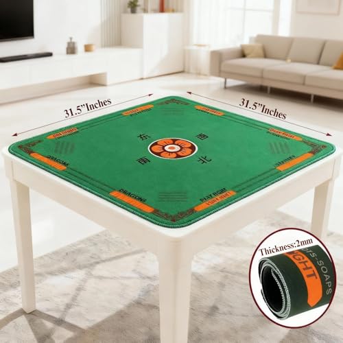 Chinese Mahjong Mat with Storage Bag, Neoprene Mahjong Table mat, 31.5x31.5 Inch, Non-Slip and Noise Reduction Table Cover for Board Games, Tile Games, Mahjong, Dominoes (Black) - color: Black