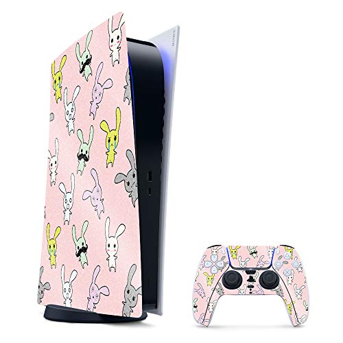 MIGHTY SKINS Glossy Glitter Skin Compatible with PS5 / PlayStation 5 Digital Edition Bundle - Bunny Bunches | Protective High-Gloss Glitter Finish | Easy to Apply & Change Style | Made in The USA - color: Bunny Bunches, size: PlayStation 5 Digital Edition