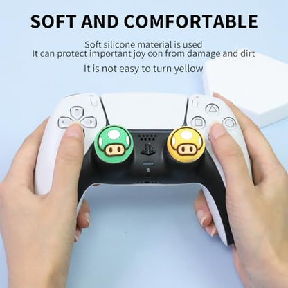 PERFECTSIGHT Cute Thumb Grip Caps for Switch 2, PS5 PS4 Xbox Series X/S Xbox One Switch PRO Controller Steam Deck, 4PCS Soft Rubber 3D Thumbsticks Button Joystick Cover, Mushroom - color: Multicolor Mushroom