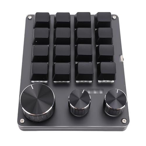Custom Keypad Macro Pad Programmable 16 Key Wired Small Mechanical Gaming Keyboard for Copying Pasting PS Graphics (Black) - color: Black