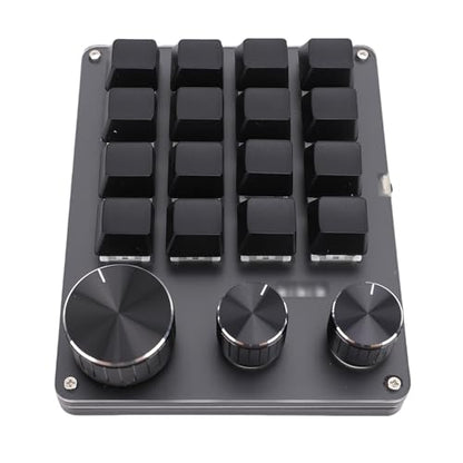 Custom Keypad Macro Pad Programmable 16 Key Wired Small Mechanical Gaming Keyboard for Copying Pasting PS Graphics (Black) - color: Black