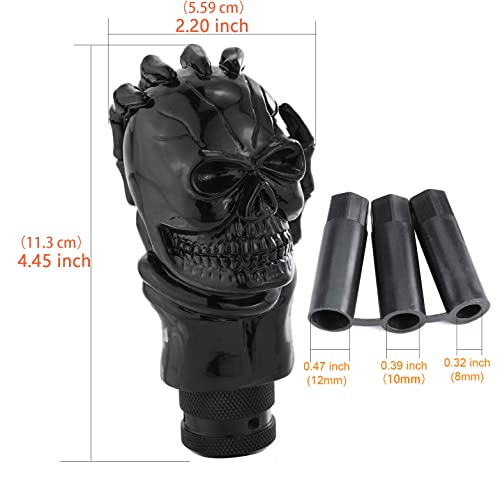Skull Car Shift Knob Manual Gear Lever Stick Shifter Handle | Weighted Resin Skull Head Gear Shift Grip, Hot Rod Style Racing Modification Fit Most Manual Transmission Vehicles, Black - color: Black