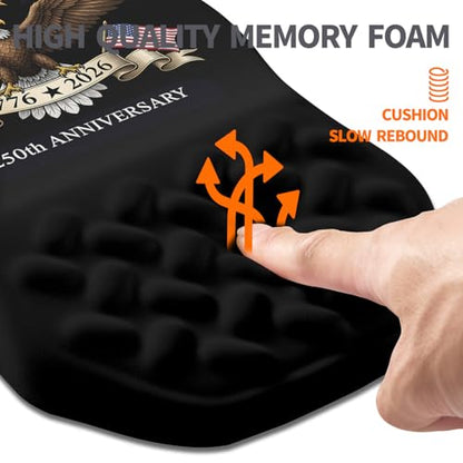 Ergonomic Slope Mouse Pad Wrist Support, Wrist Rest Mousepad for Carpal Tunnel Pain Relief with Massage Bulge and Slow Rebound Memory Foam (12x8 inch, 250th Anniversary) - color: AM040-250th anniversary