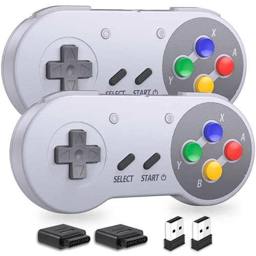 SAFFUN Wireless SNES Controller for SNES & Switch 1/2, PC, Mac (Multicolor) | (Rechargeable), (Plug & Play), (2.4GHz SNES & USB Receiver), Compatible with Switch Online / Switch OLED, Raspberry Pi - color: Wireless for Switch/SNES Multicolor