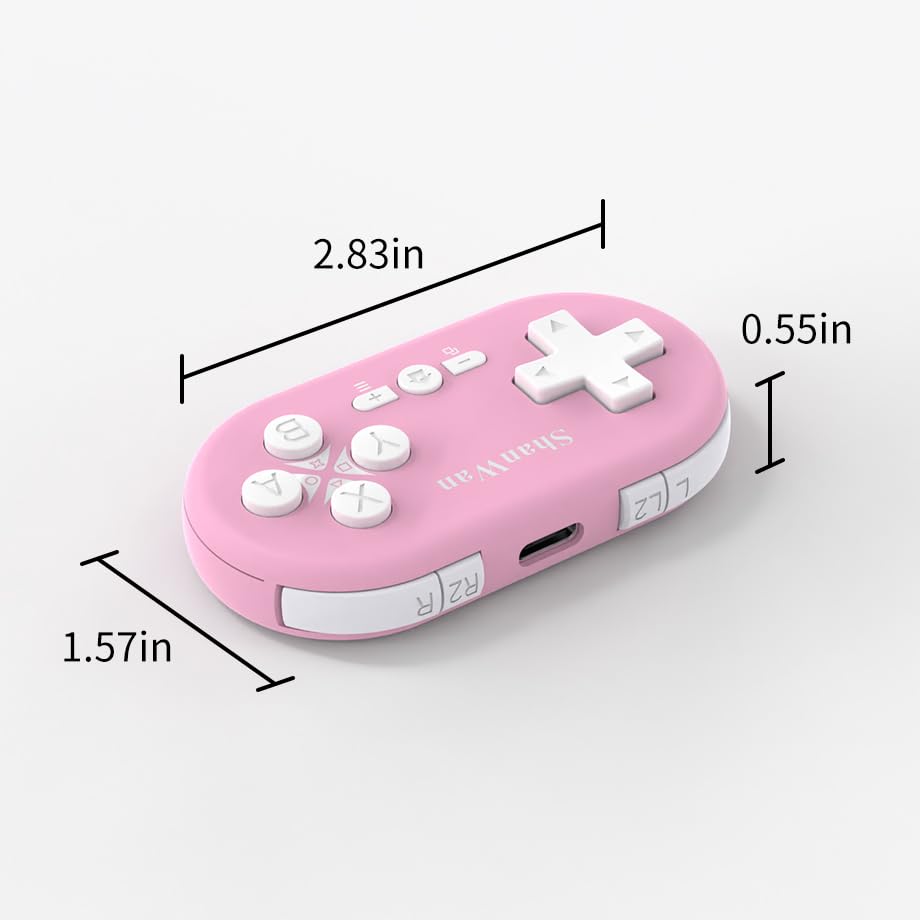 ShanWan Bluetooth Gamepad Keychain Sized Mini Controller for Switch, Windows, Android, iOS & PS4（pink ） - color: PINK