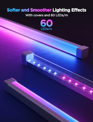 Govee RGBIC LED Strip Lights 16.4ft with Covers,Smart Control, APP, WiFi | Work with Alexa, Google Assistant, Matter, Smarthings, Diffuser Channel with LED Lights for Bedroom, Skirting Lines, Cabinet - size: 16.4ft