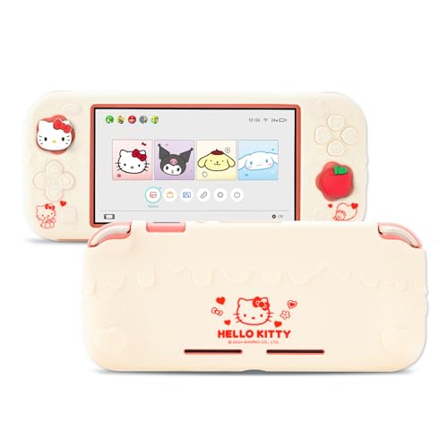 Kuitmor Switch Lite Protective Case,Soft Silicone Protective Shell,Anti-Scratch Protective Cover Case for Switch Lite with 2 Thumb Grip Caps（Beige Hello Kitty） | Soft Silicone - color: Beige Hello Kitty