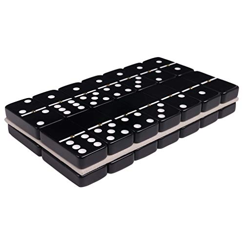 Silverman & Co. Double 6 Large Black Domino Set - Black Case