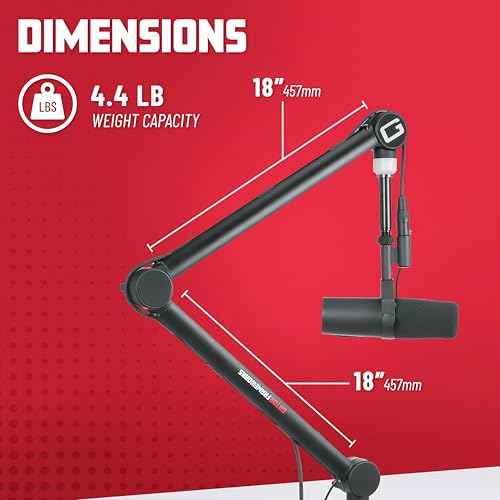 Gator Frameworks Professional Desktop Broadcast/Podcast Microphone Boom Stand with On-Air Indicator Light, Blue,Violet, & Red (GFWMICBCBM4000) - style: 4000 Series