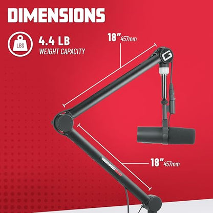 Gator Frameworks Professional Desktop Broadcast/Podcast Microphone Boom Stand with On-Air Indicator Light, Blue,Violet, & Red (GFWMICBCBM4000) - style: 4000 Series