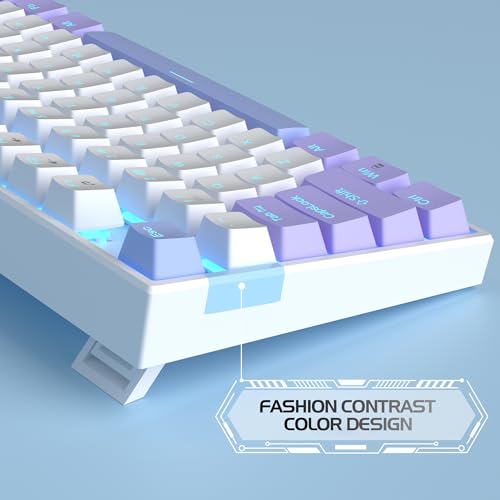 MageGee 75% Mechanical Gaming Keyboard, Red Switch, LED Blue Backlit, 87 Keys Compact TKL Wired Computer Keyboard for Windows Laptop PC Gamer - White/Purple - color: White Purple/Red Switch