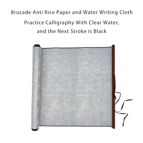 Flylin Calligraphy Cloth, Reusable Chinese Calligraphy Practicing Tool Magic Water Painting Paper Ten Thousand Times Writing Cloth Scroll for Home School (Grey) - color: Grey