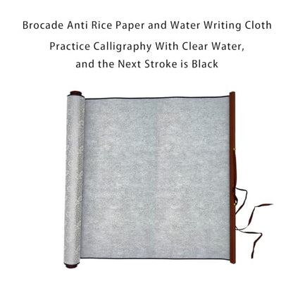 Flylin Calligraphy Cloth, Reusable Chinese Calligraphy Practicing Tool Magic Water Painting Paper Ten Thousand Times Writing Cloth Scroll for Home School (Grey) - color: Grey