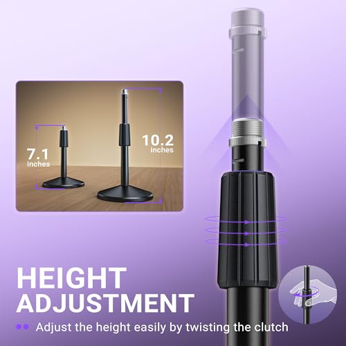 FIFINE BS2 Heavy Duty ADesktop Microphone Stand for Streaming Podcasting | Weighted Base Tabletop Mic Stand, Up to 4.4lbs, Height Adjustment, Twist Clutch & 3/8'' to 5/8'' Screw Adapter, for gaming - color: black