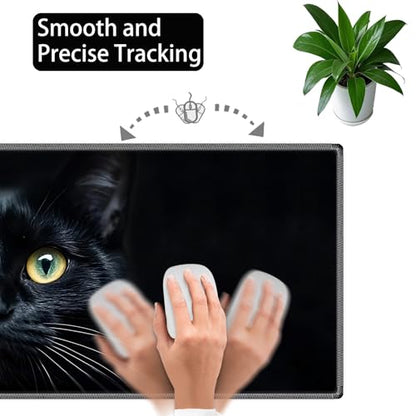 Large Gaming Mouse Pad Set with Wrist Support – 31.5" x 11.8" 4-in-1 XXL Mousepad with Keyboard Wrist Rest, Mouse Wrist Rest & Coaster – Ergonomic Desk Mat for Office, Home – Black Cat - color: Black Cat