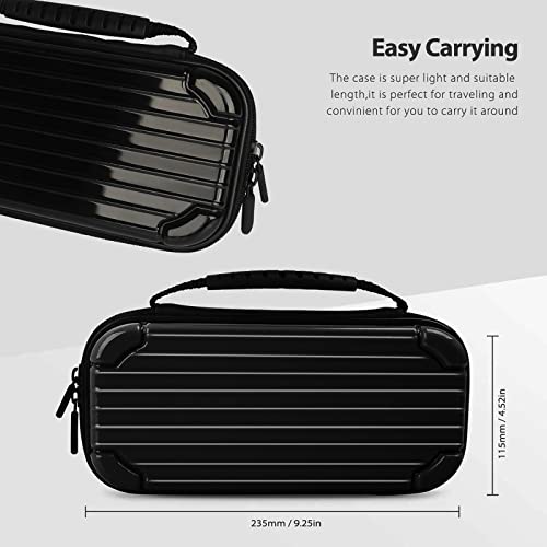 CALLCASE Carrying Case for Switch Lite with Glass Screen Protector, Portable Hard Shell Travel Case Storage Bag for Switch Lite Console and Accessories holds 10 Game Cartridges - Black