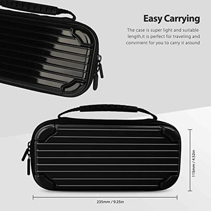 CALLCASE Carrying Case for Switch Lite with Glass Screen Protector, Portable Hard Shell Travel Case Storage Bag for Switch Lite Console and Accessories holds 10 Game Cartridges - Black