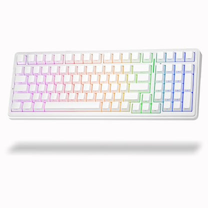 Aula F99 Wireless Mechanical Keyboard, BT5.0/2.4GHz/USB-C, Gasket Mounted Creamy Linear Switches Pre-lubed, Side Printed PBT Keycaps, RGB Backlit Hot Swappable Gaming Keyboard for Win/Mac - color: White
